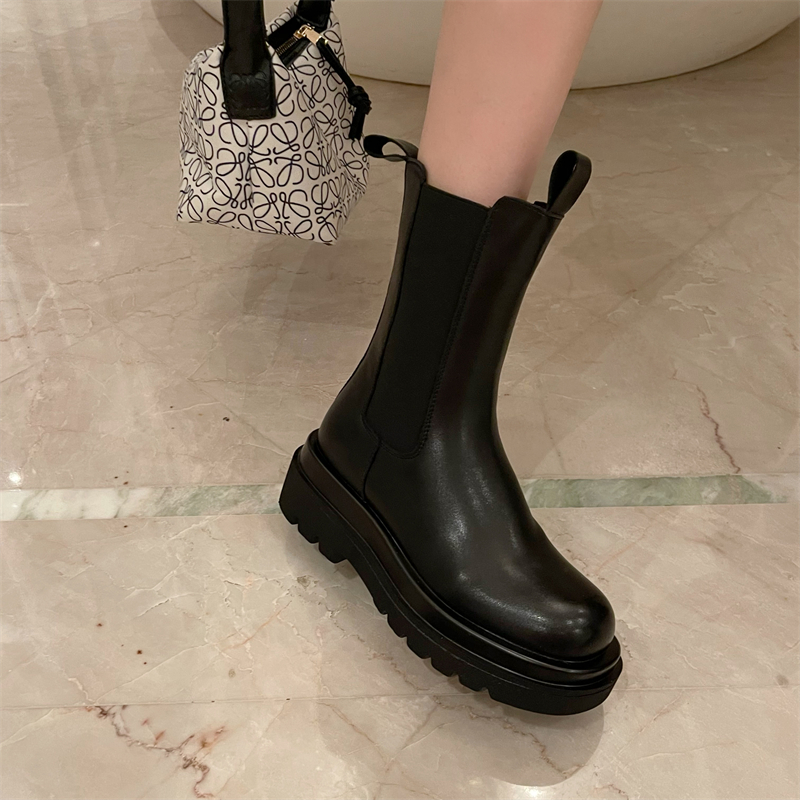 2023-new-winter-genuine-leather-martin-boots-british-thick-sole-chelsea-mid-calf-smoke-boots-women-2080-2089 2023 New Winter Genuine Leather Martin Boots British Thick Sole Chelsea Mid Calf Smoke Boots Women 2080 2089