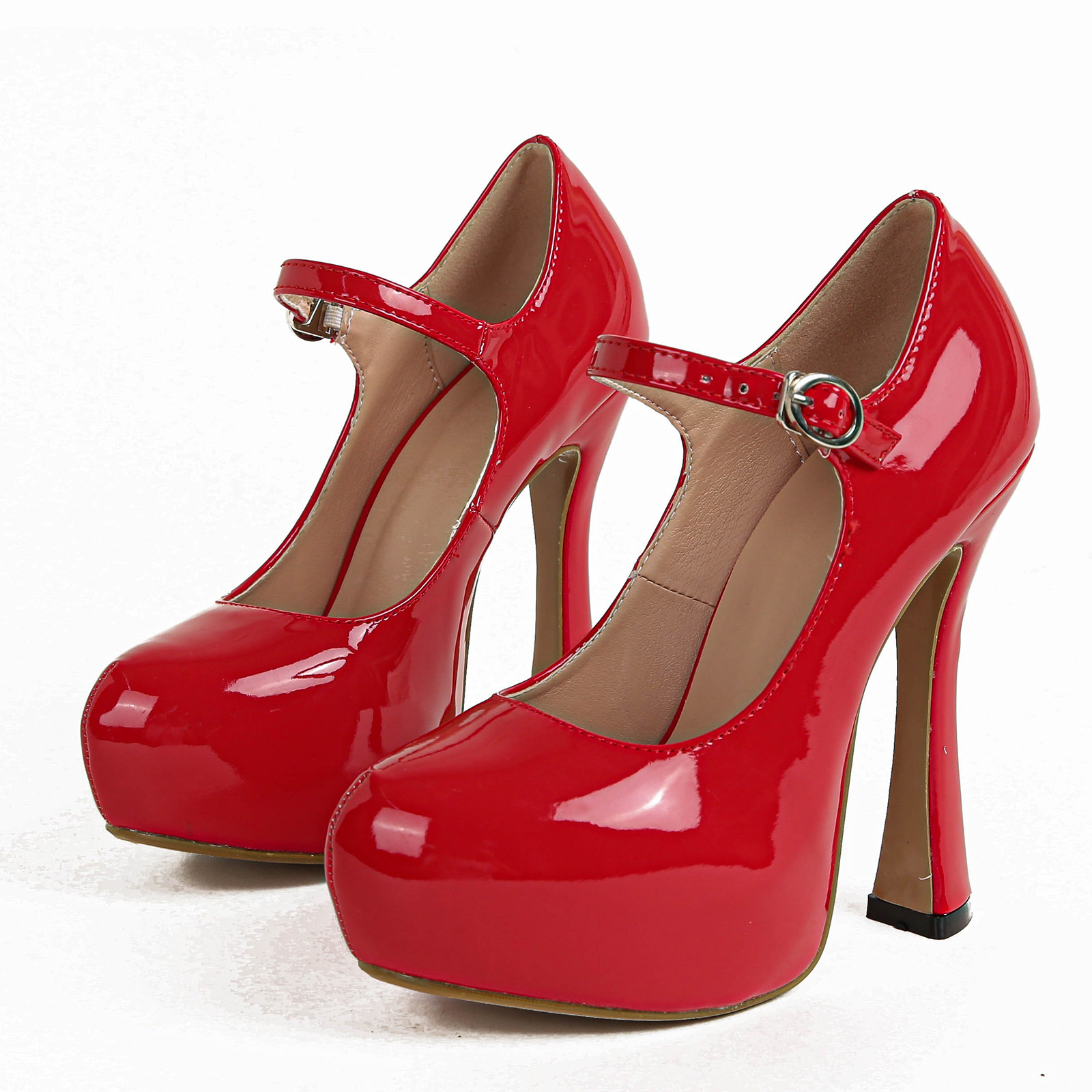 2025-early-spring-new-one-strap-patent-chunky-heel-platform-large-size-45-13cm-high-heels-for-women_4 2025 Early Spring New One-Strap Patent Chunky Heel Platform Large Size 45 13CM High Heels for Women