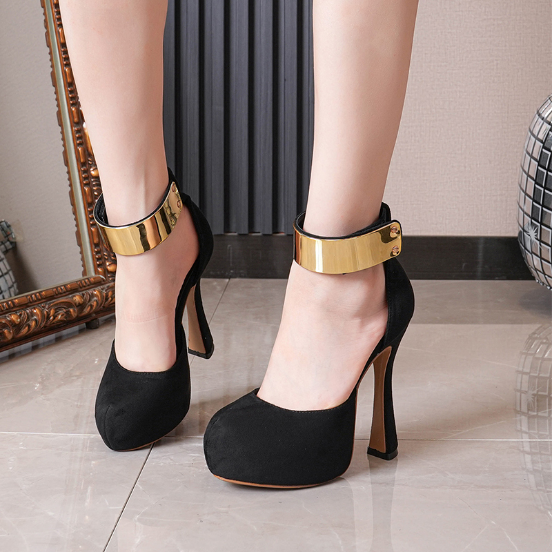 2025 Runway Stage Shoes Women's 13CM Wine Glass Heel Platform High Heel Hollow Out Large Size Single Shoes with Size 45