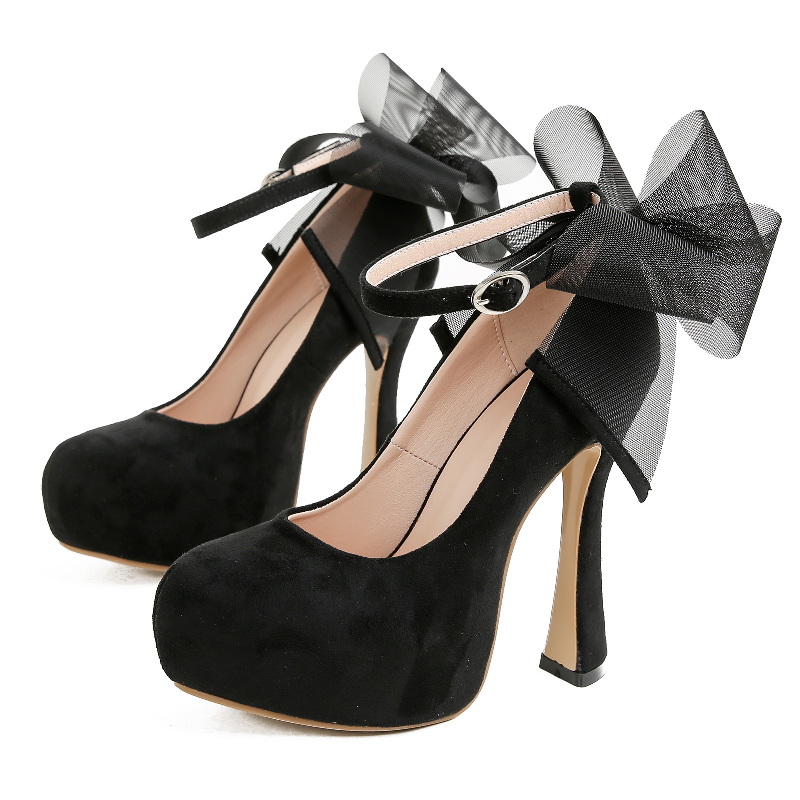 Bow Decor 2025 New 13CM Chunky Heel Wide Waterproof Platform Strap Women's Shoes Fairy Style