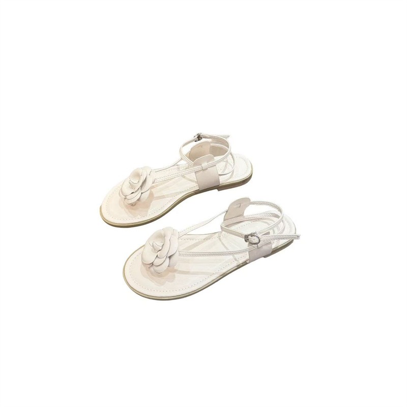 chanel-style-floral-french-beauty-dress-matching-sandals-flat-roman-toe-clip-sandals-new-summer-outdoor_4 Chanel Style Floral French Beauty Dress Matching Sandals Flat Roman Toe Clip Sandals New Summer Outdoor