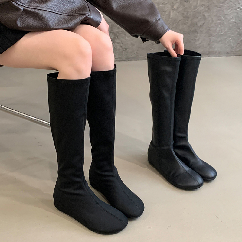 european-minimalist-design-long-boots-mango-head-flat-stretch-boots-2026-autumn-winter-new-trendy-slim-boots European Minimalist Design Long Boots Mango Head Flat Stretch Boots 2026 Autumn Winter New Trendy Slim Boots