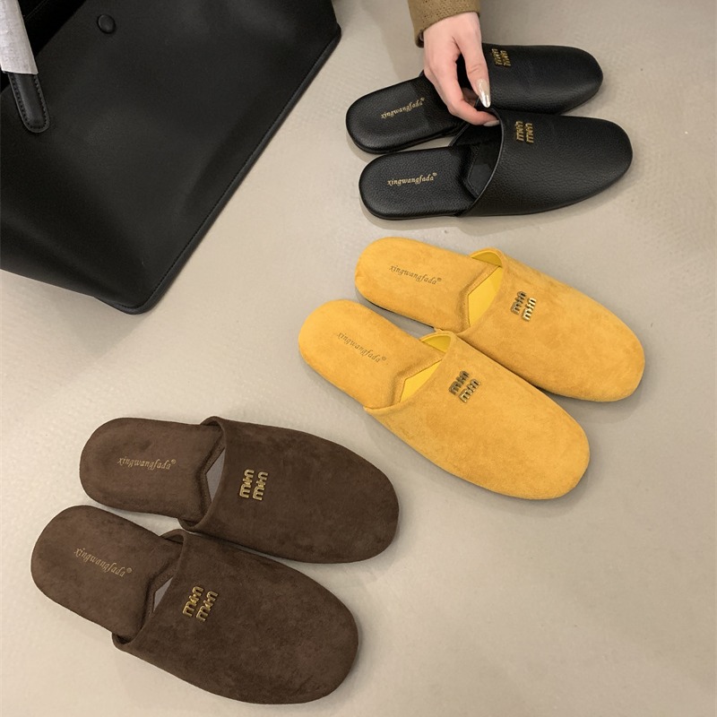 miu-style-fashion-closed-toe-slip-on-mule-flat-sandals-for-women-spring-summer-autumn-new Miu Style Fashion Closed Toe Slip On Mule Flat Sandals for Women Spring Summer Autumn New
