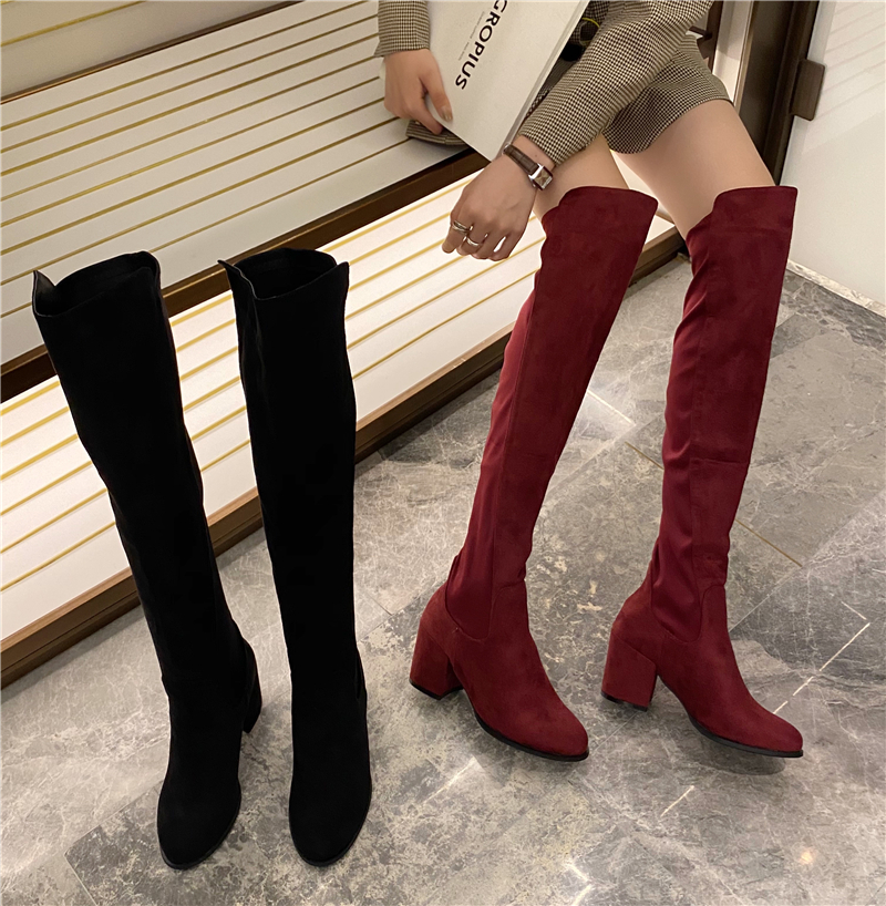 Over Knee Boots Women 2025 Winter 5050 High Heel Riding Boots Long Stretch Slim Thick Leg