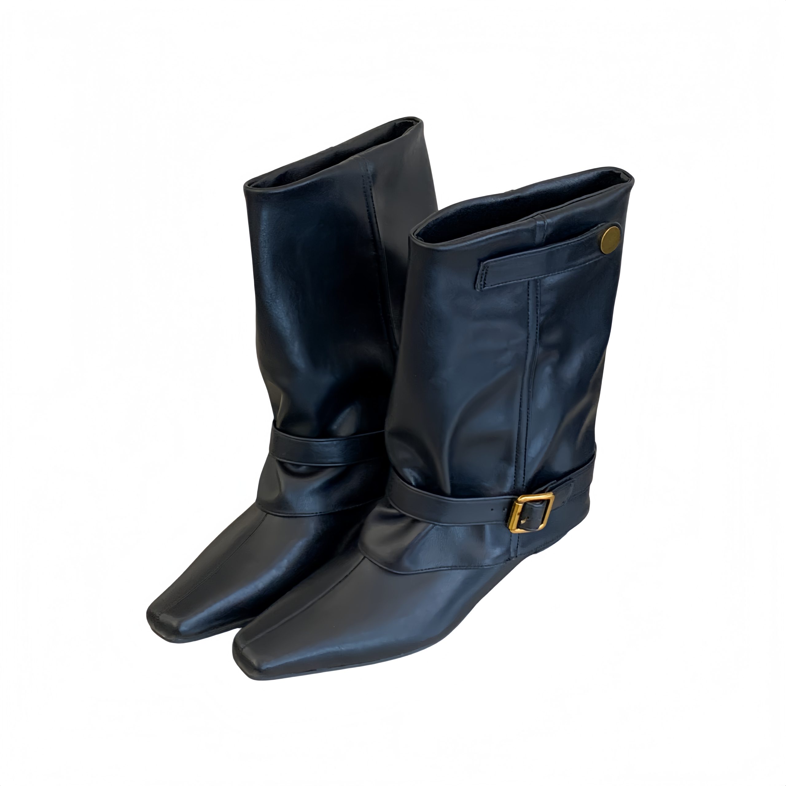 womens-retro-square-toe-chelsea-boots-with-buckle-low-heel-ankle-boots-western-cowboy-style_4 Women's Retro Square Toe Chelsea Boots with Buckle, Low Heel, Ankle Boots, Western Cowboy Style